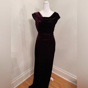 Vince Camuto long velvet plum dress